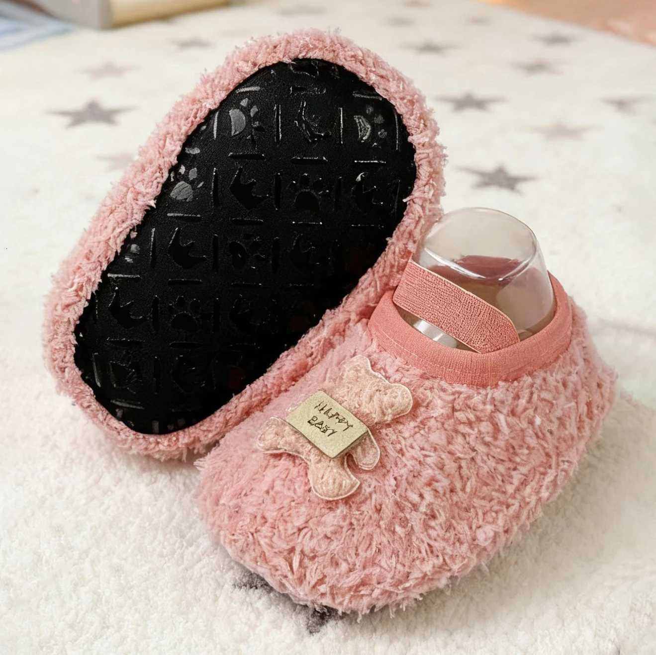 Winter childrens cotton shoes boys teddy bear bags with warm fur cute girls home baby cotton slippersW251121