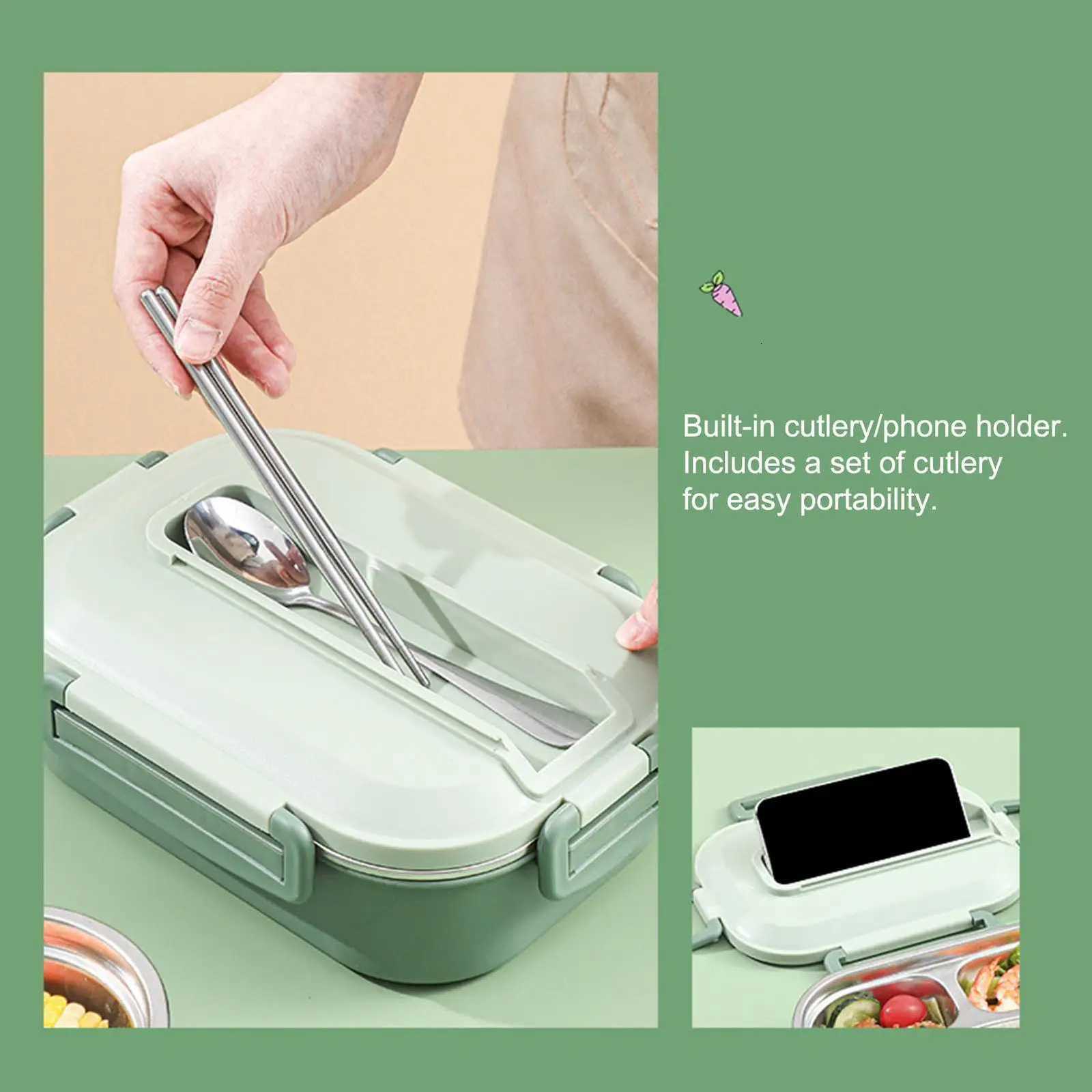 1000ml Stainless Steel Lunch Box 3 Compartment Leakproof Bento Box Eco Friendly Food Container for School Picnic Travel OutdoorM251121