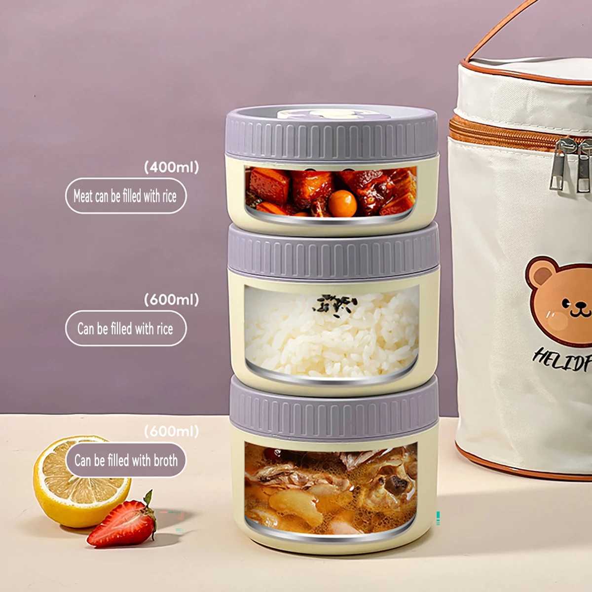 WORTHBUY Insulated Lunch Box For Kids Student 304 Stainless Steel Lunch Container Portable Sealed Salad Bento Box Microwave SafeM251121