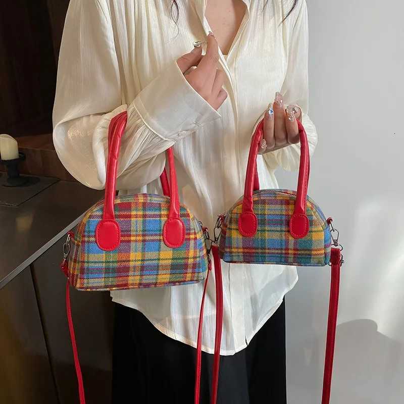Womens Bag 2025 New Trendy Retro Color Blocked Western-style Handbag Fashionable Plaid Single Shoulder Crossbody BagsT251121