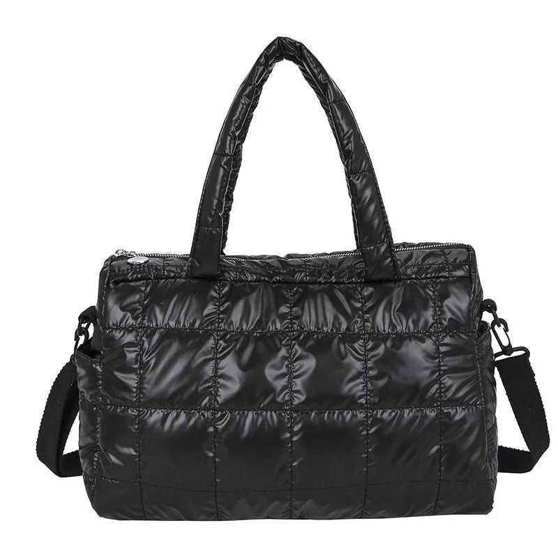 Winter Wen Down Messenger Bag Quilted Space Cott Padded Tote Shoder Bag Fem Large Capacity Fluffy Top-handle Bags 2023 Y251121