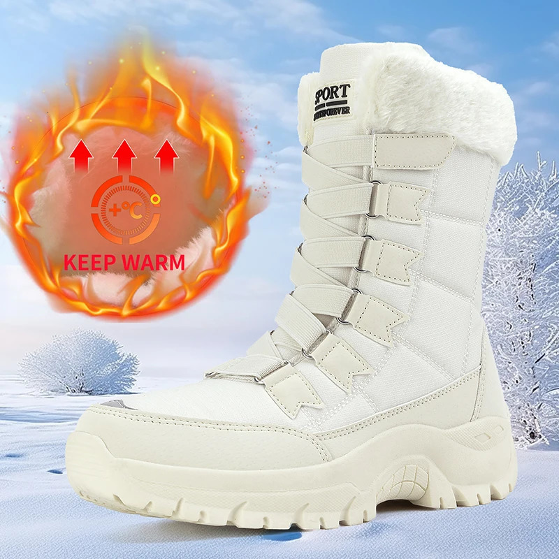 Woman Winter Snow Boots Warm Lengthening With Wide Toe and Adding Velvet Inside Keep Thick Soled Shoes Nonslip 251121