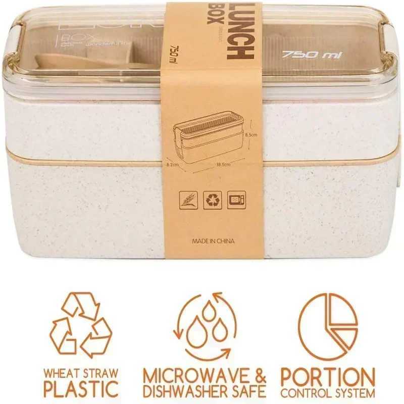 2025 New Compartment Wheat Straw Bento Box Reusable Tableware Lunch Containers Meal and Snack Food Containers Portable Lunch BoxM251121