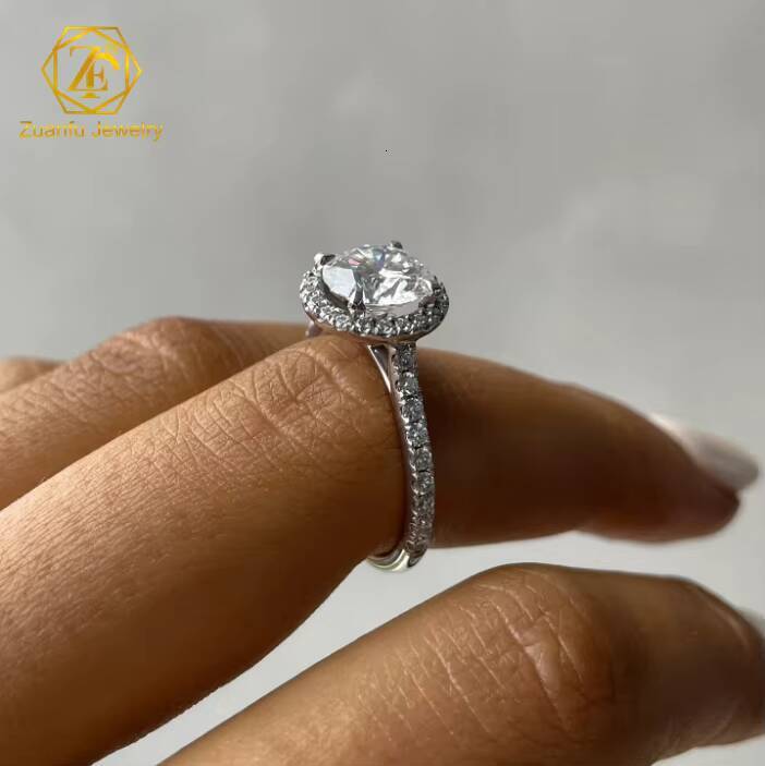 Mossanite Diamond Engagement Rings Woman 9K 10K 14K 18K Yellow Gold Jeweler 1ct Round Moissanite halo Ring