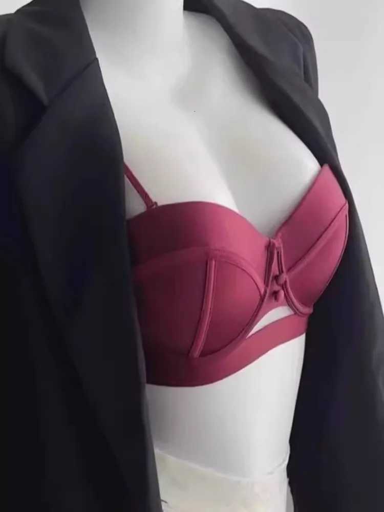 YUQI French Retro Pearl Satin Bra Set - AA Cup Strapless Push Up Lingerie Anti-Sagging Padded Half Cup Underwear Sex UnderwearXJ251106