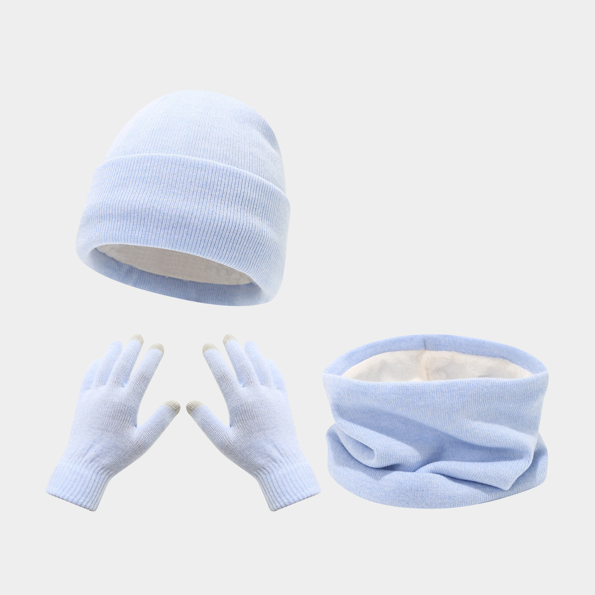 Designer Scarf Hat Gloves Three-Piece Set Winter Outdoor Cycling Skiing Cold-Proof Solid Color Knitted Hat Warm Set Trendy free shipping