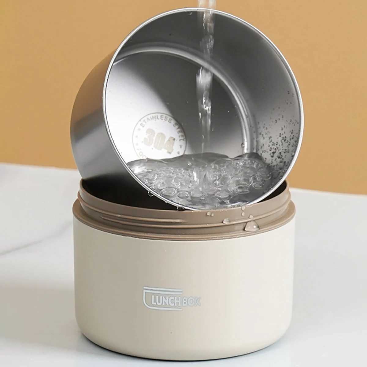 304 Stainless Steel Insulated Lunch Box with Storage Bag Portable Double-layer Covered Lunch Box Office Student Sealed Lunch BoxM251121