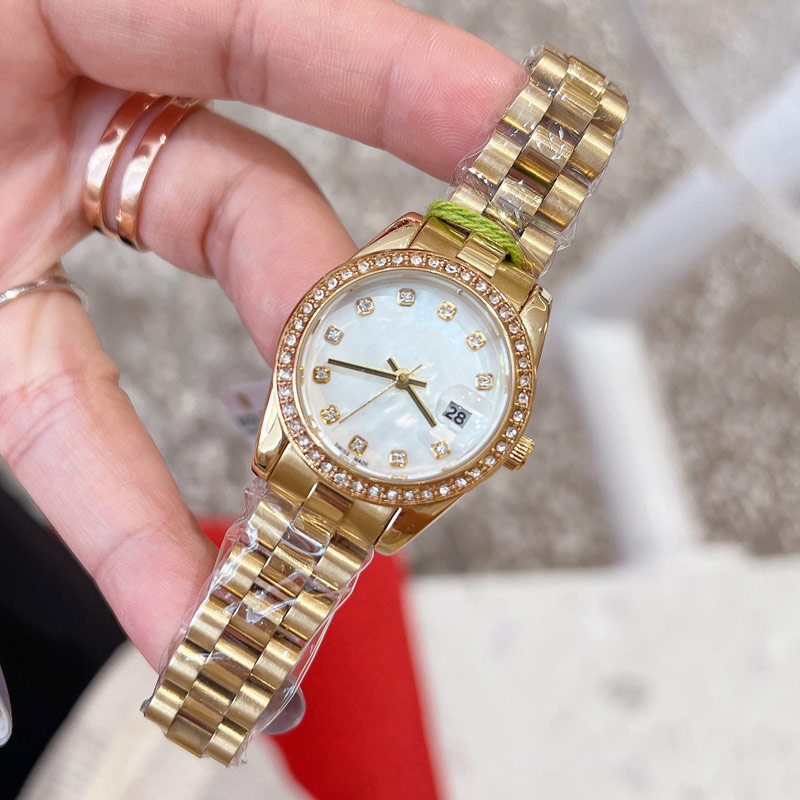 2025 Women Watch Top Brand Designer 28Mm Wristwatches Diamond Lady Watches All Stainless Steel Band For Womens Valentine's Christmas Mother's Day Gift 18 es s