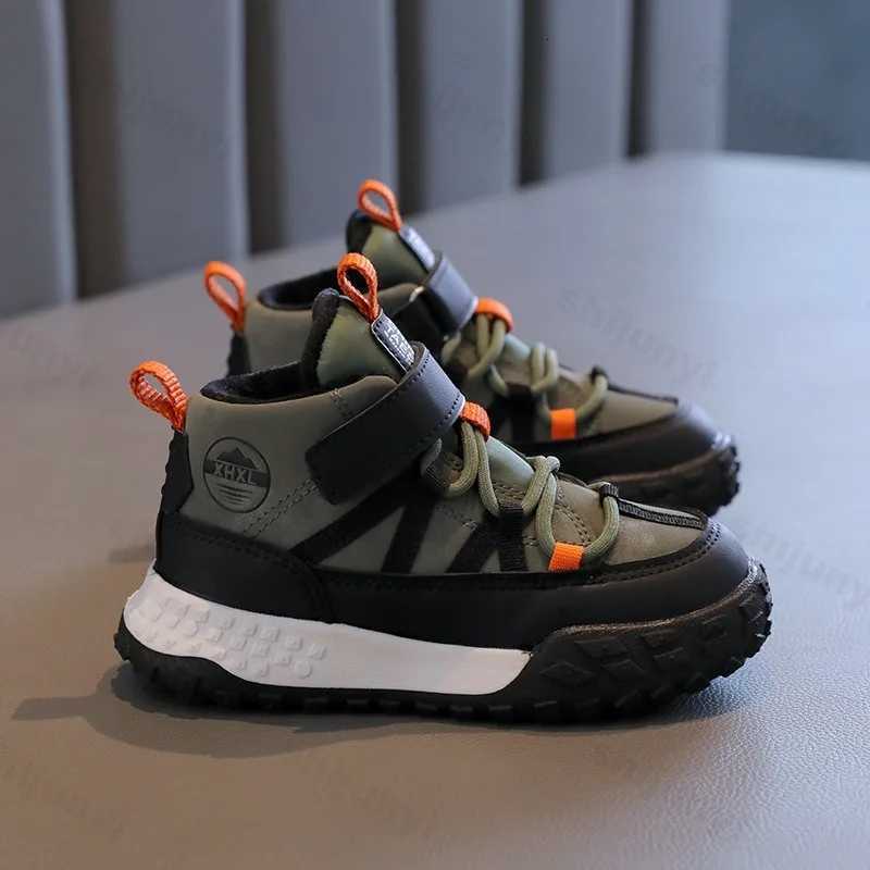 Childrens Sneakers 2025 Autumn Winter Boys Sport Shoes Girls Plush Warm Cotton Casual Shoes Studnet High Top Outdoor Ankle BootsW251121