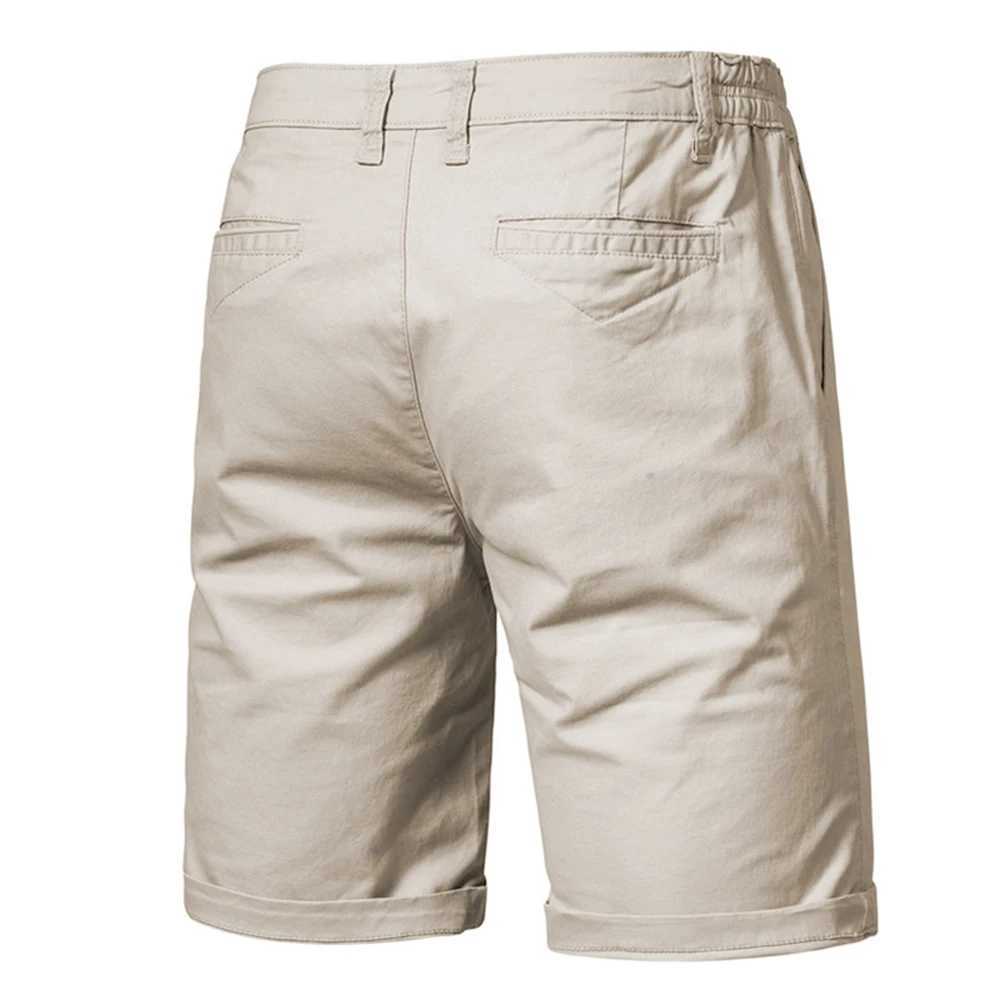 Brand new summer 100% pure cotton mens solid color elastic waist shorts high-quality casual business mens shorts W250421