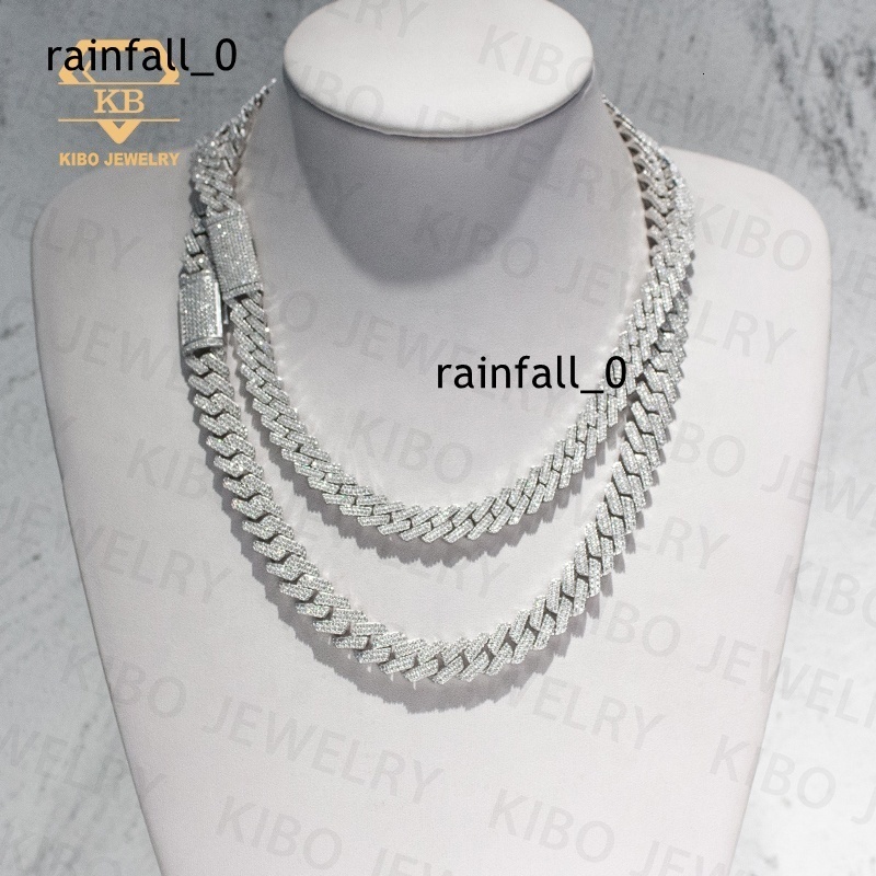 Ready to Ship Hip Hop Iced Out Silver 12mm Necklace VVS Moissanite Cuban Link Chain