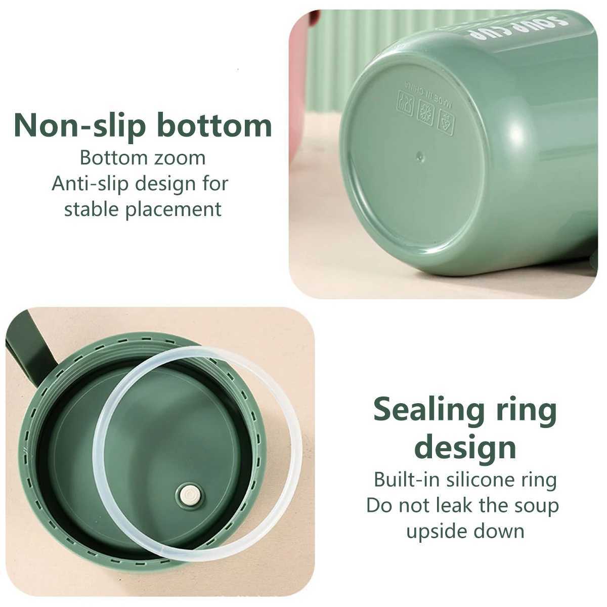 Stainless steel small insulated cup student adult with spoon breakfast cup lunch box outdoor portable sealed lunch boxM251121