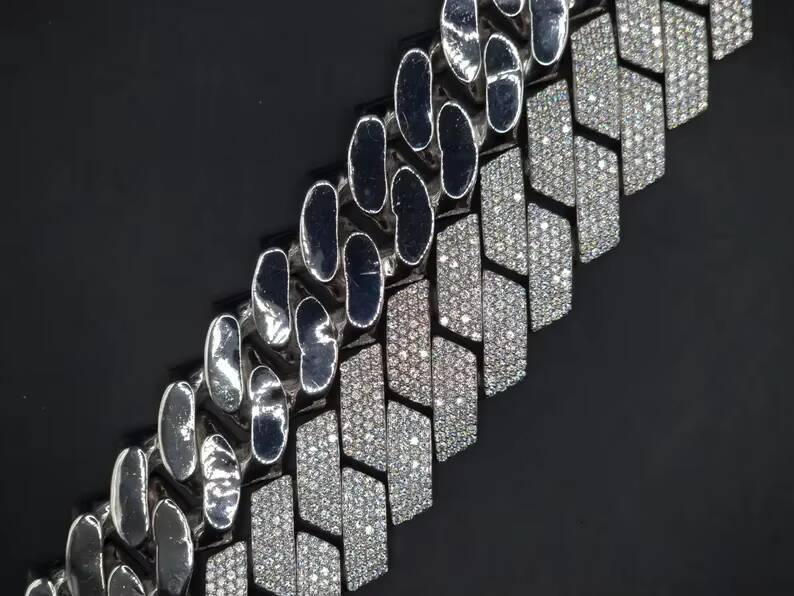 20mm 4 Rows Clasp Moissanite Diamond Cuban Chain 925 Sterling Silver Iced Out Pendant Necklace VVS Moissanite Cuban Link Chain