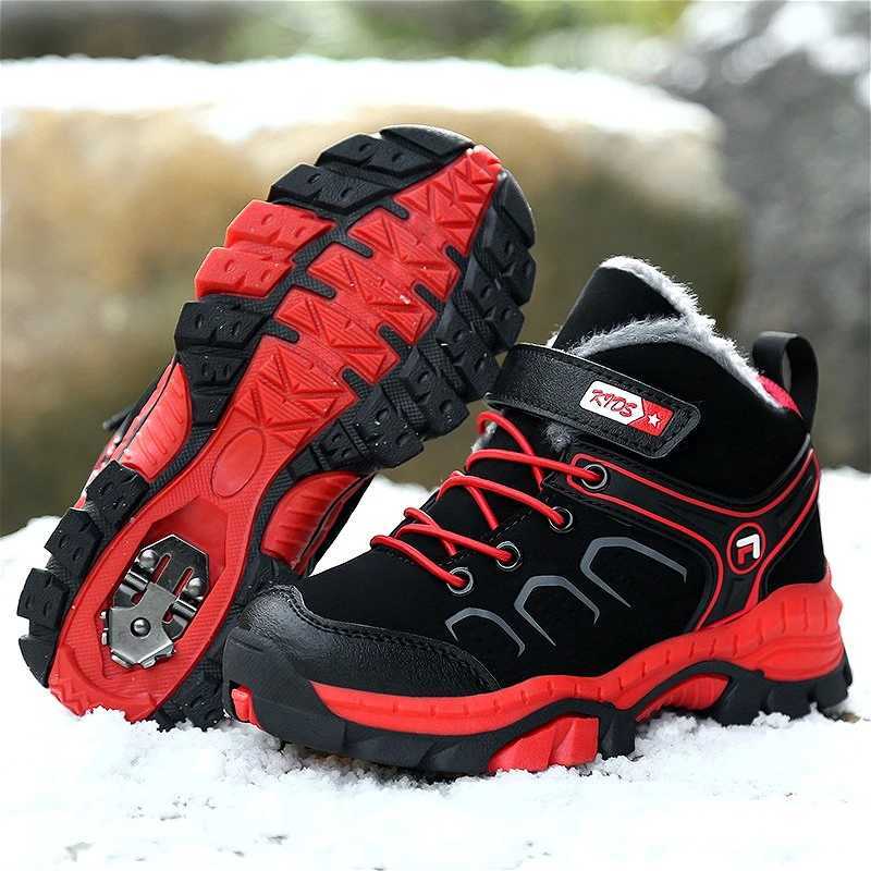 Winter Childrens Snow Boots Plush Warm Pu Leather Soft Kids Cotton Shoes Outdoor Non-slip Luxury Boys Cotton Boots Size 30-39W251121