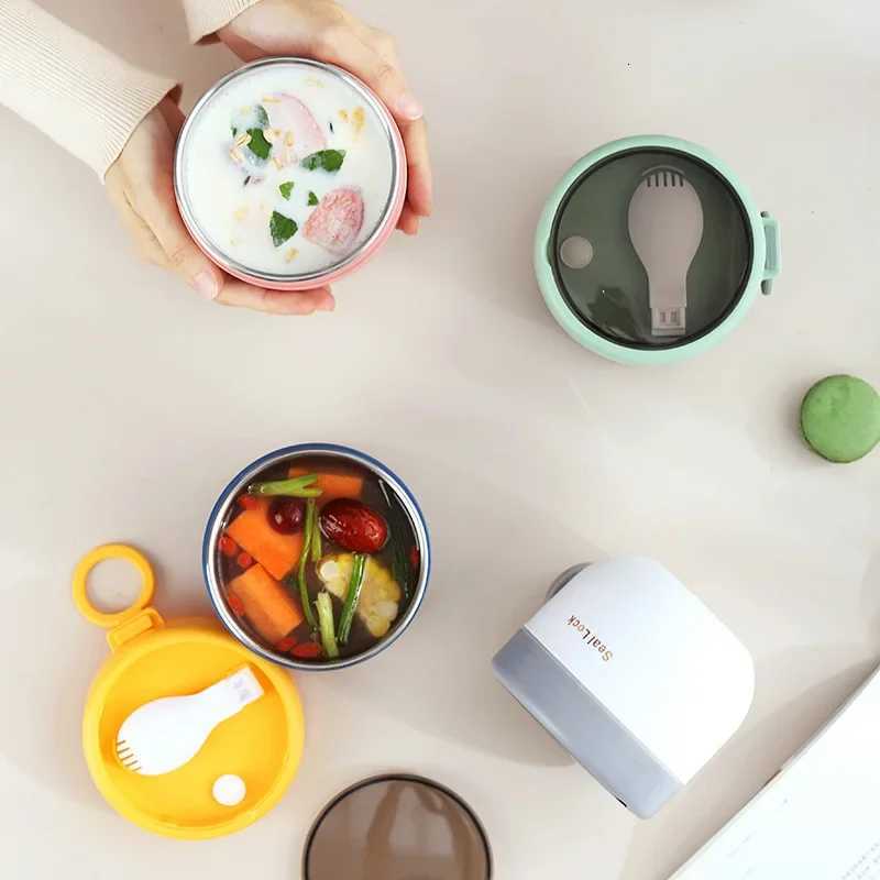 Stainless Steel Soup Cups Thermal Lunch Box Food Thermos Container with Spoon Insulated Bento Lunch Box for School OfficeM251121
