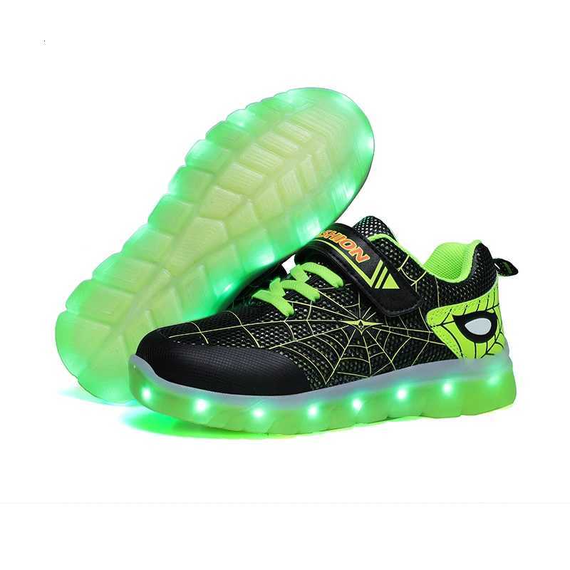 Casual Sneakers Shoes Spring Boys Running Shoes Girls Flash Childrens LED Lights Breathable Sports USB Charging Walking ShoesW251121