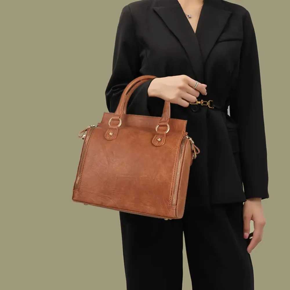 Fashion Large Capacity Crossbody Bag Stationery Storage Multifunctional Shoulder Bag PU Leather Tote Bag WomenT251121