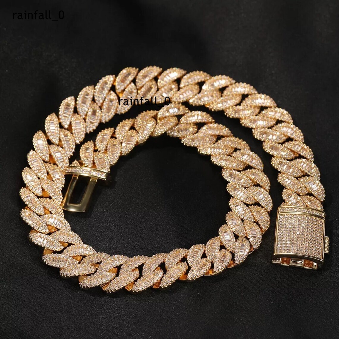 Hip Hop Jewelry 925 Sterling Silver 16mm baguette Moissanite Iced Out Miami Cuban Link Necklace