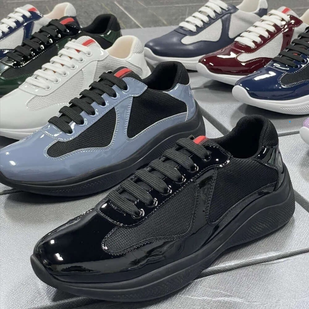 Men Americas Designer casual luxury shoess Cup Sneakers Sneaker High Quality Patent Leather Flat Trainers Mesh Lace-up Casual Outdoor Runner Sport Shoes size 35-45