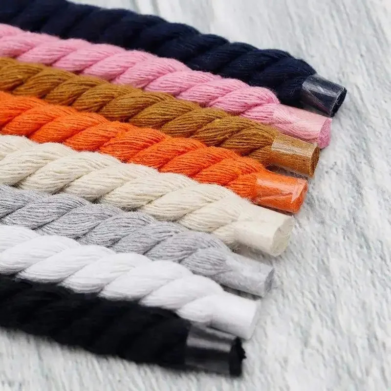 10MM Width Cotton Shoelaces Round Thick Rope Laces Fashion Canvas Shoes Lace Accessories Shoestring Unisex 251121
