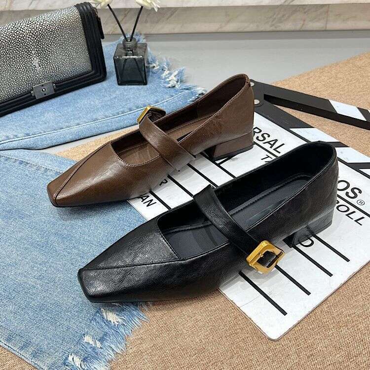 Black Mary Jane for Women 2025 Fall Designer Shoe comfortable Chunky Heel dress Shoes Trendy flats