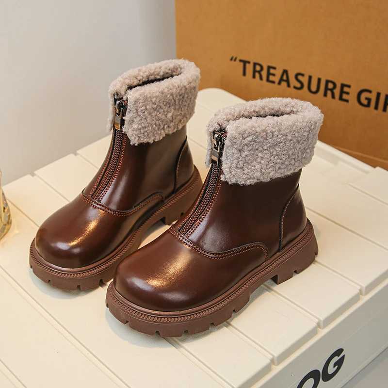 Childrens Fashion Boots 3-18 Years Old Fall Winter Padded Thickened Boys Girls Cotton Shoes Soft Non-slip Kids Leather BootsW251121