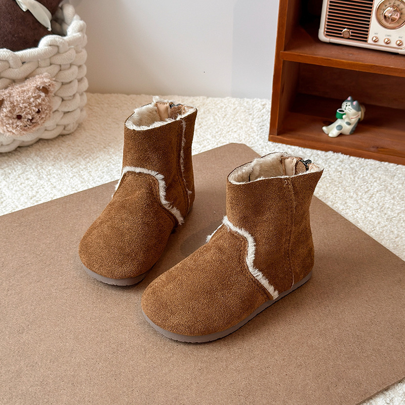 New designer shoes Girls Suede Low Boots Autumn Winter New Baby Girl Cotton Boots with Fleece Lining Warm Boots Non Slip Cotton Shoes