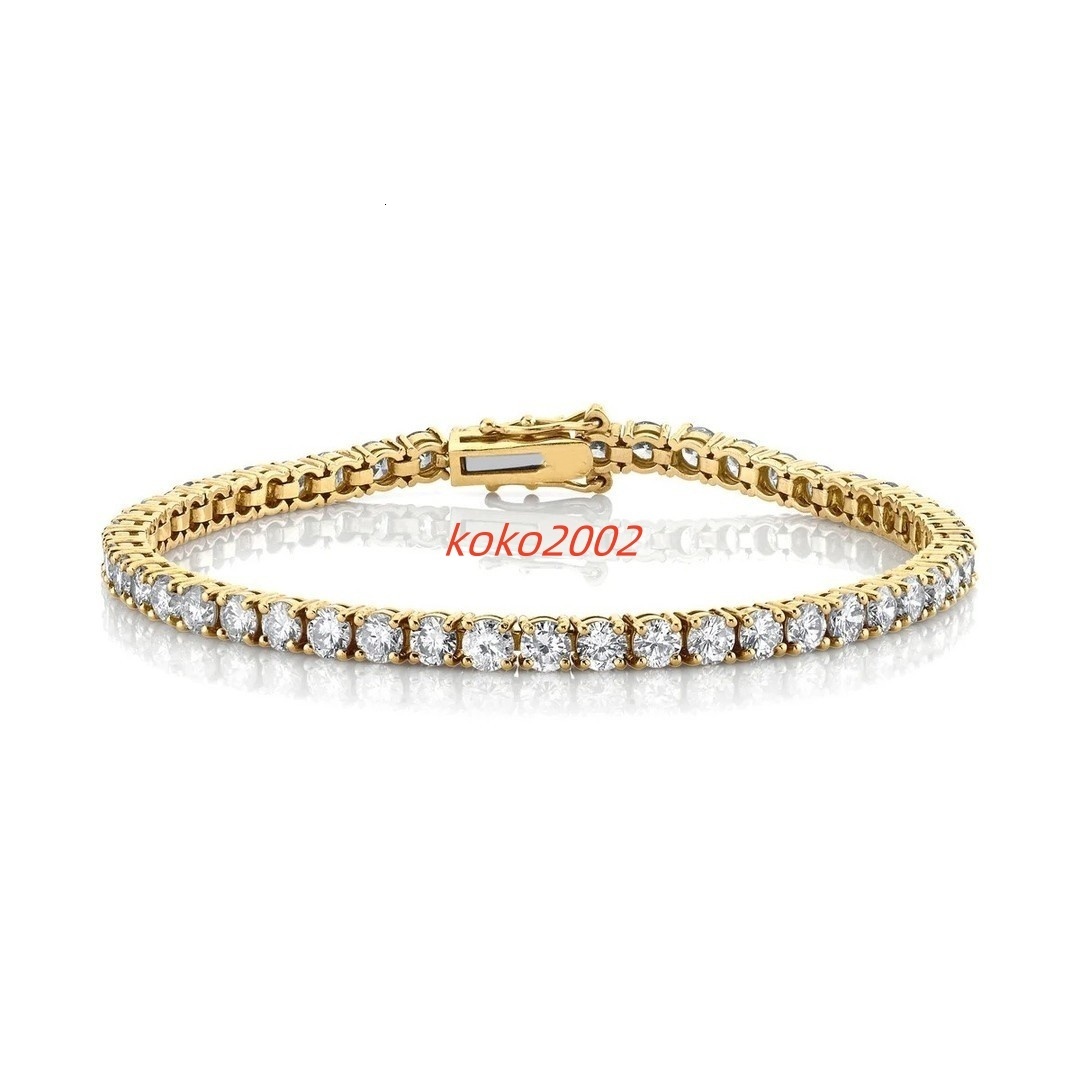4mm Moissanite Tennis Bracelet 925 Sterling Silver Gold Plated VVS Iced Out Moissanite Tennis Chain