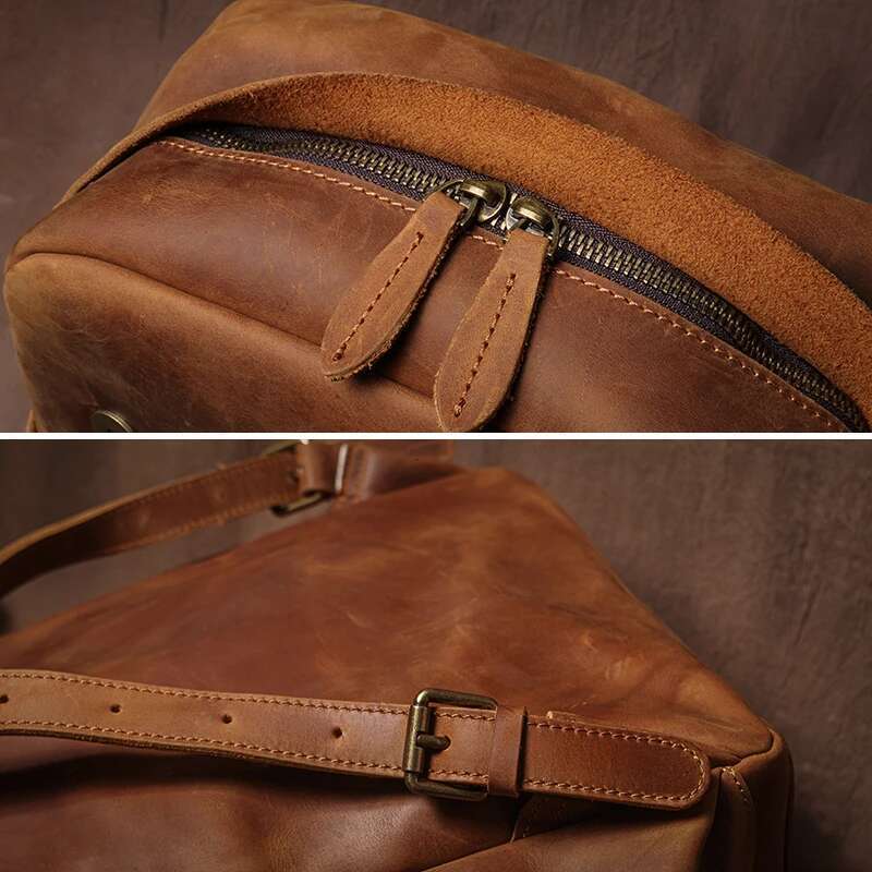 Designer Bag GURO Vintage Genuine Leather Backpack Men's Weekend Travel Backpacks Top Crazy Horse Cowhide Schoolbag For 16 Inch Laptop