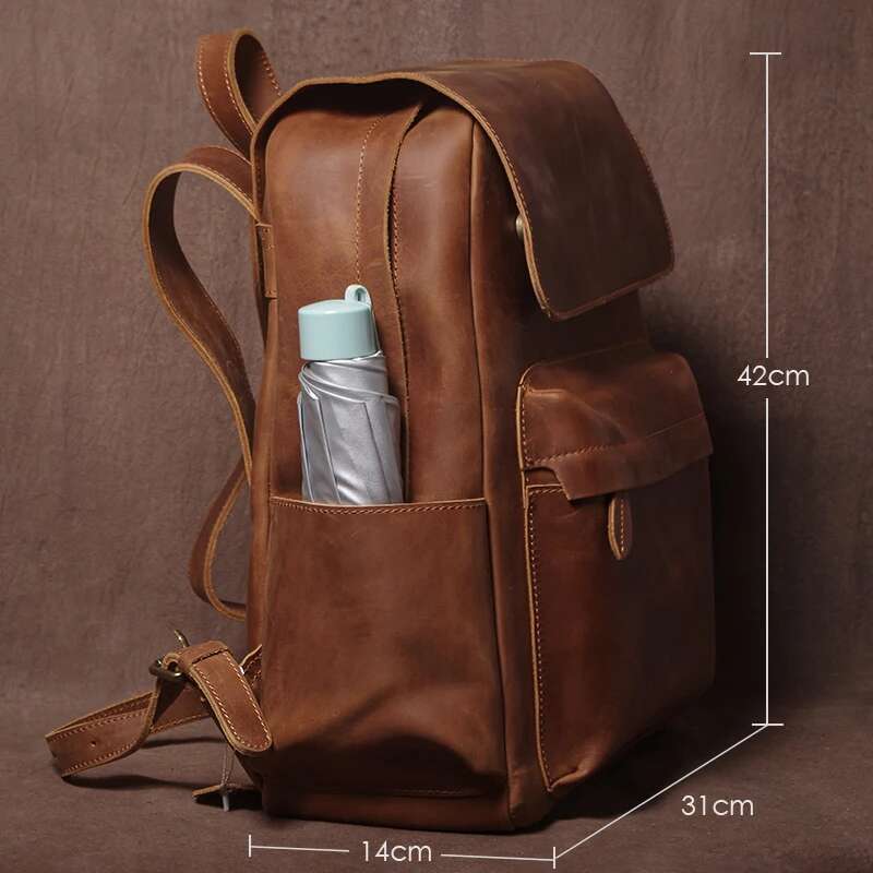 Designer Bag GURO Vintage Genuine Leather Backpack Men's Weekend Travel Backpacks Top Crazy Horse Cowhide Schoolbag For 16 Inch Laptop