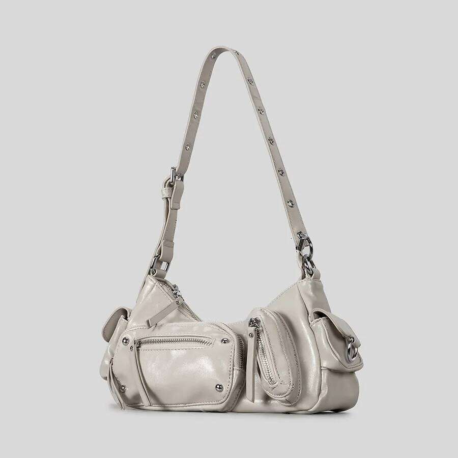 Punk Multi-Pocket Underarm Luxury Designer Women Shoulder Bags Rivet Pu Leather Crossbody Bag Y2k Female Purses 2025