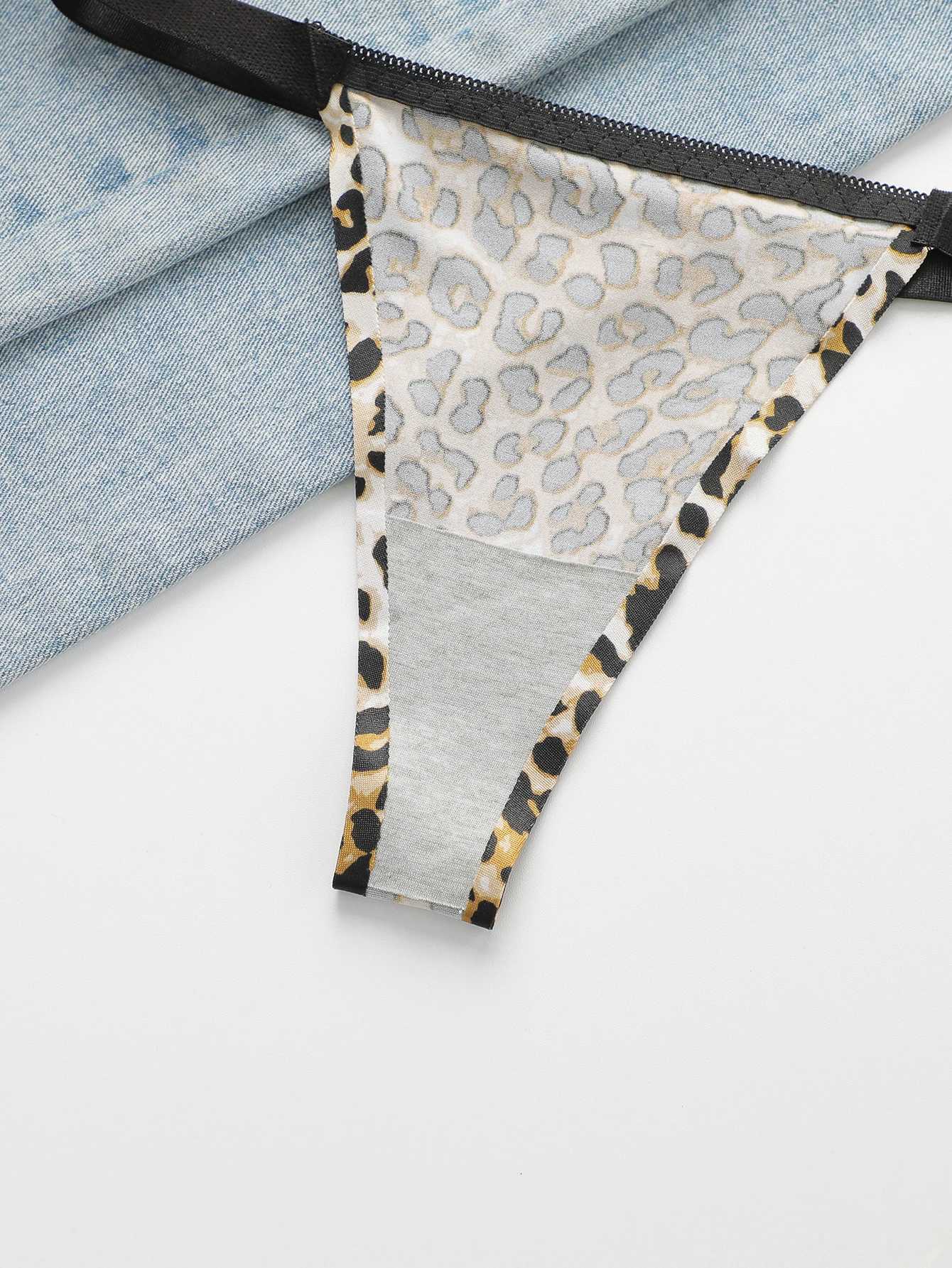 Sexy leopard print 2-piece set with gathered lifting and thickened steel port bra set for womens underwear B2051XJ251106