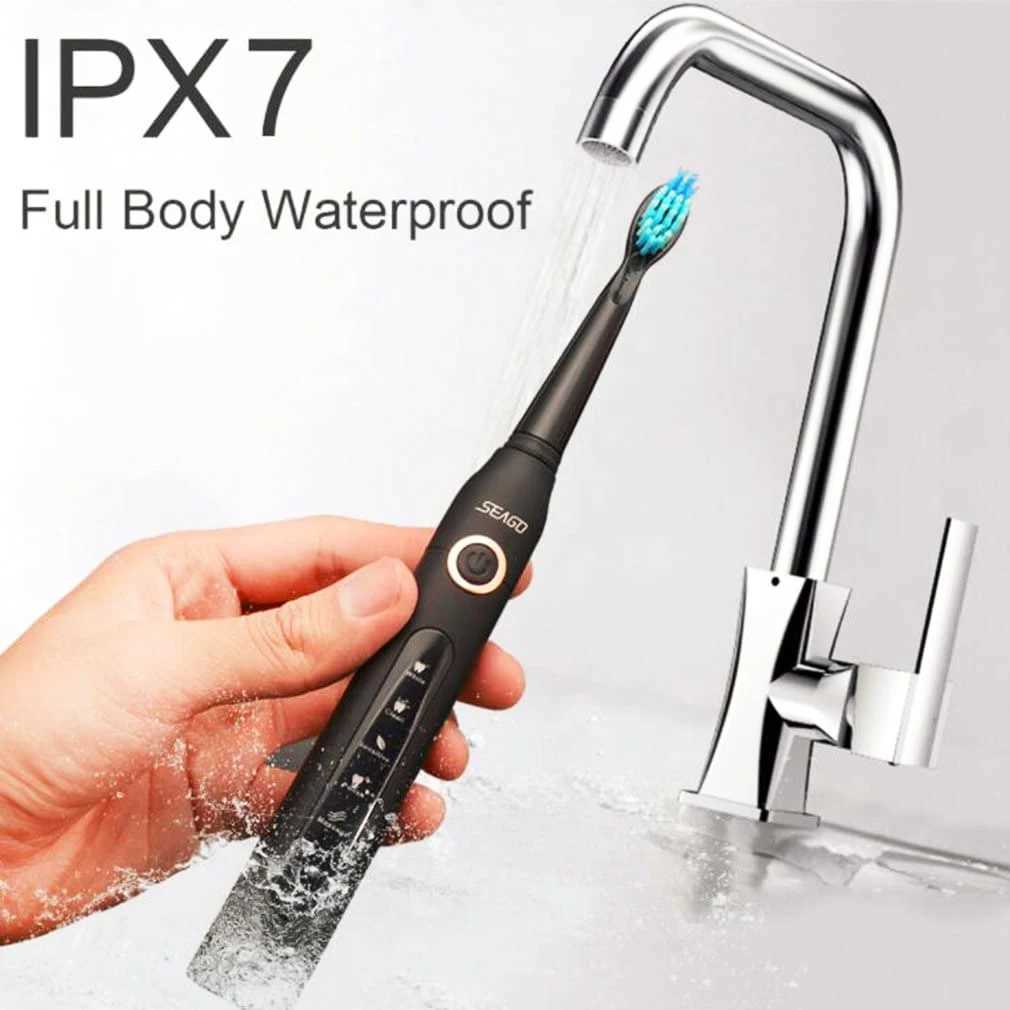 Seago Electric Sonic Toothbrush 507 USB Rechargeable Adults Waterproof Timer Electronic Tooth Brushes Replacement Heads For Gift C251121