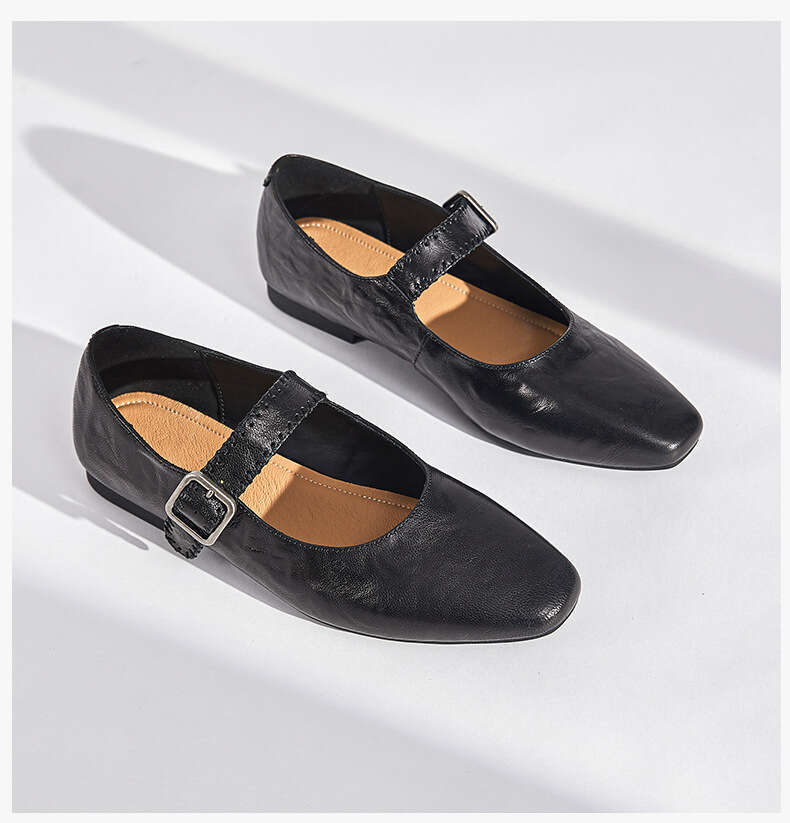 Designer Shoe Sheepskin Mary Jane for Women 2025 Fall New Flat dress shoes for women