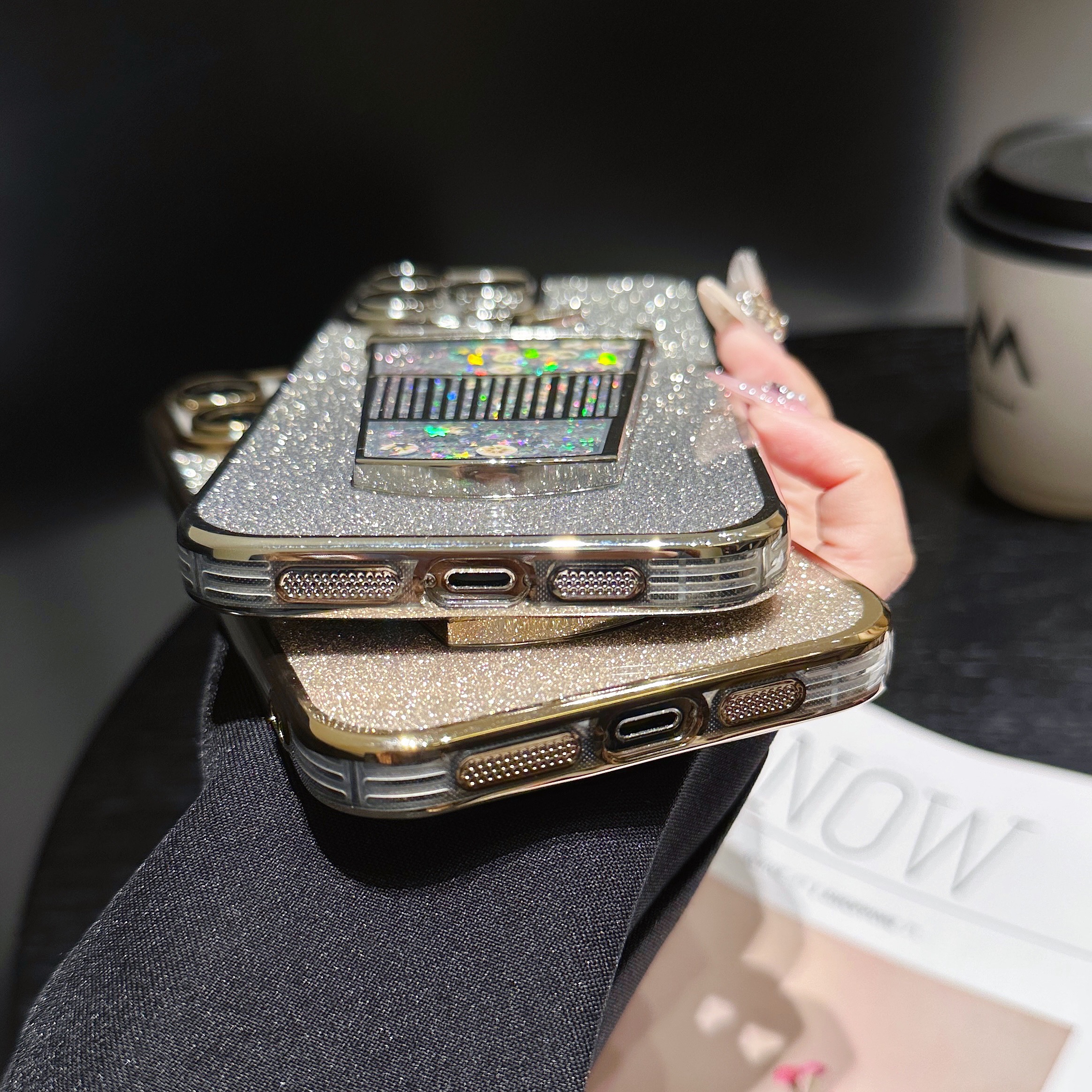 Flowing Sand 3D Drink Cup Phone Case | Sparkling Glitter Design | Shockproof & Stylish | For iPhone 16/15/14 Pro Max, Samsung S24 Ultra/S23/S22 2025