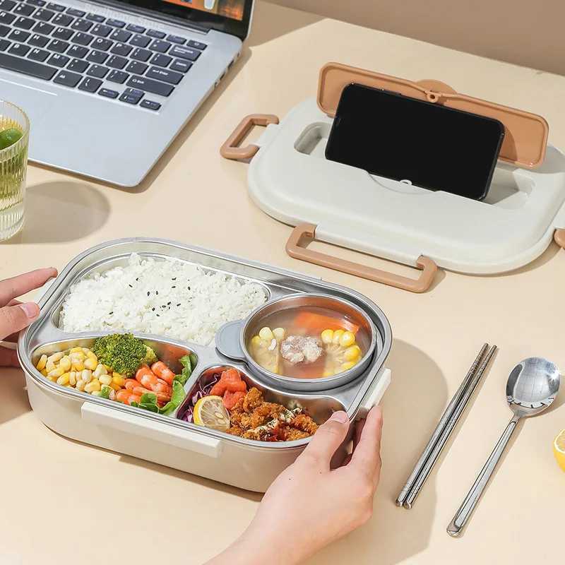 304 Stainless Steel Lunch Box For Adults Kids School Office Microwavable Bento Box With Bag Insulated Food Storage ContainersM251121