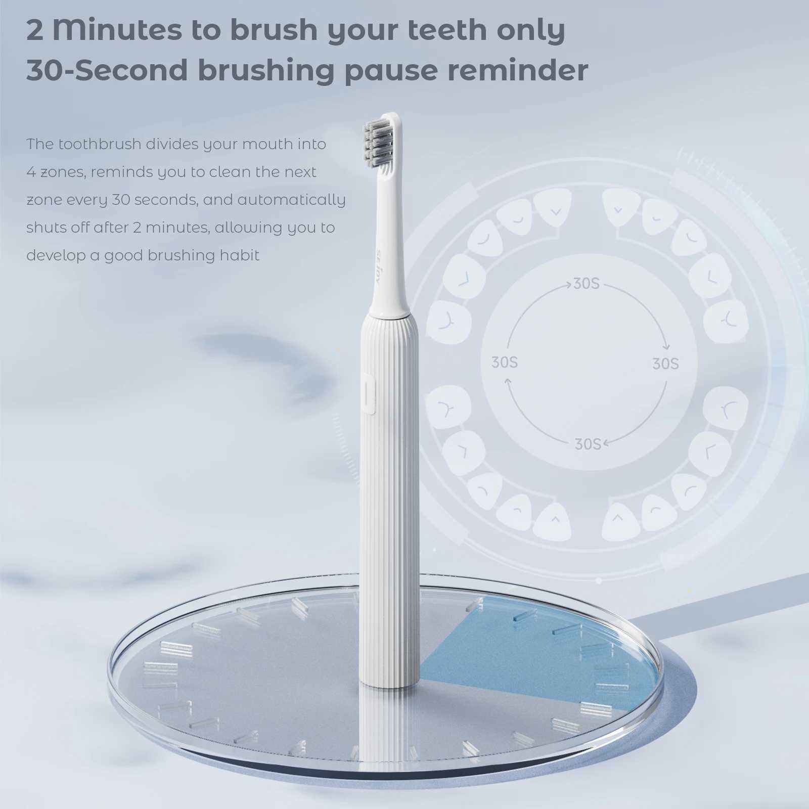 Sejoy MINT5 Adult Electric Ultrasonic Toothbrush 3 Modes with 4Pcs Brush Heads Rechargeable Tooth Brush Waterproof C251121