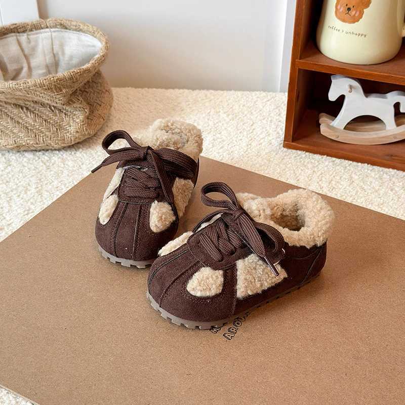 Baby Winter Fashion Round Toe Plus Velvet Girls Cute Flat Short Boots Lightweight Soft and Warm Cartoon Casual Walking ShoesW251121