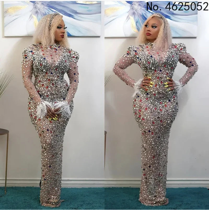 Customized Fashion Women Mesh Crystals Sexy Short Dress Ladies Evening Party Bodycon Rhinestones Costume Birthday Wear Mini 251112