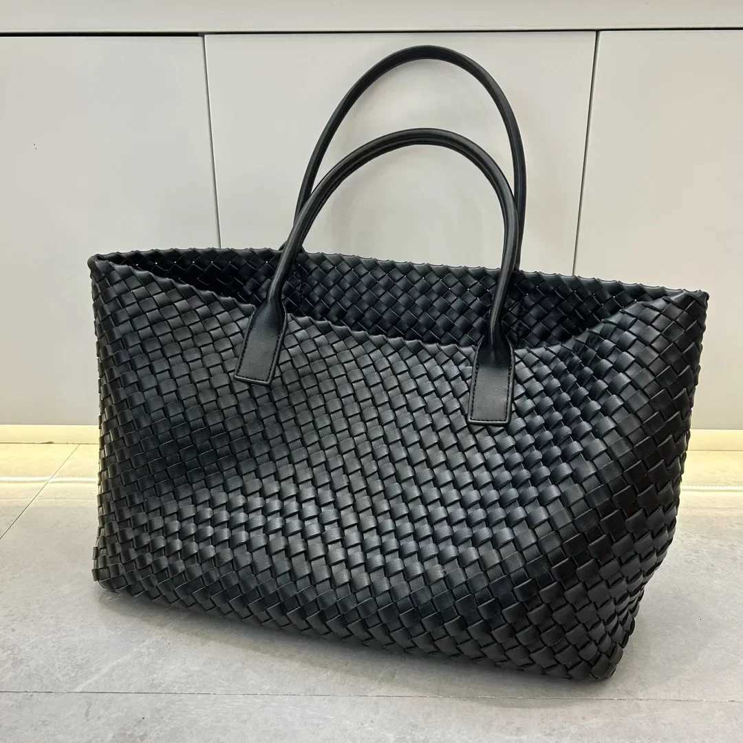 autumn and winter woven vegetable basket Split Leather tote large capacity underarm hand-held large bag wan Y251121