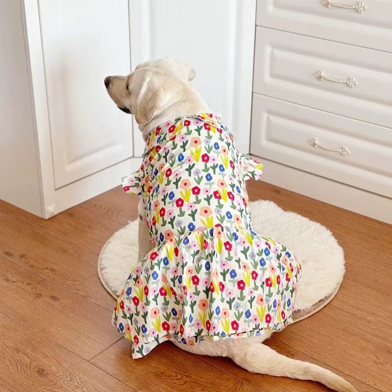 T0032Dog clothes large dog spring and autumn small fresh skirt Labrador golden retriever clothes big dog thin cute clothes_360 search