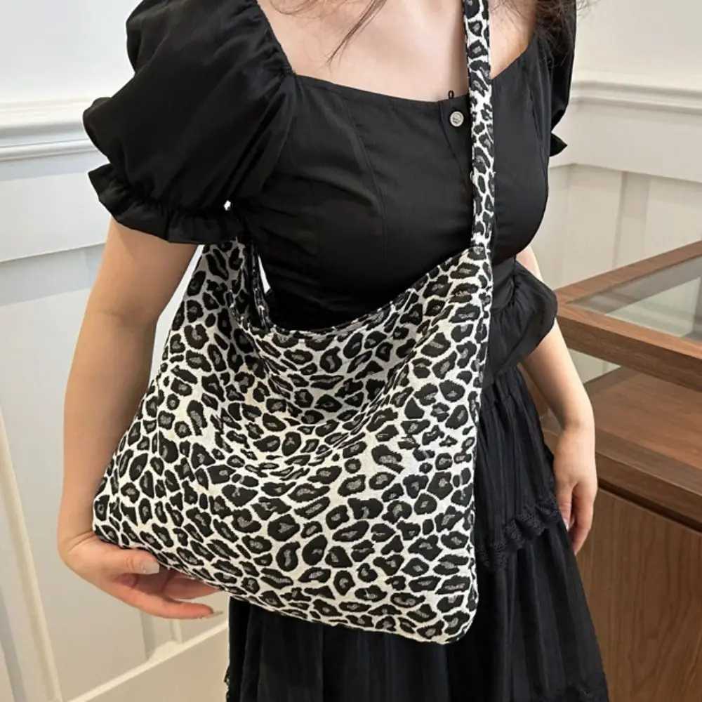 All-match Cloth Leopard Print Crossbody Bags Retro Large Capacity Shoulder Bag Handbag Geometric Messenger Bag WomenT251121