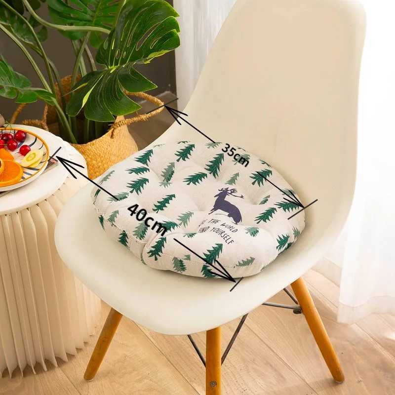 Cotton and Linen Round Seat Cushions Simple Cartoon Thickened Four Seasons Student Office Dormitory Restaurant Chair Cushions C251121