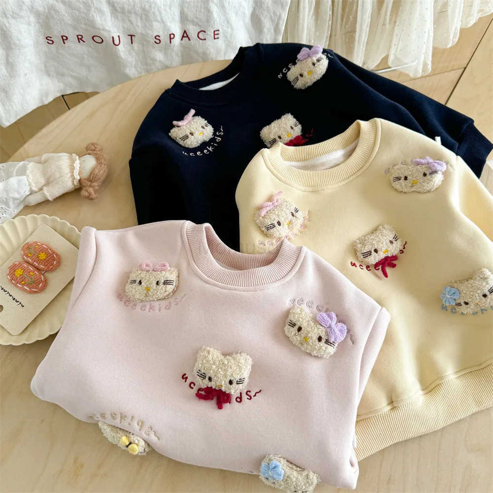 Sanrio Hello Kitty Girls Sweatshirt Fall and Winter Cartoon Cute Princess Top Childrens Fashionable and Sweet Casual Wear H251121