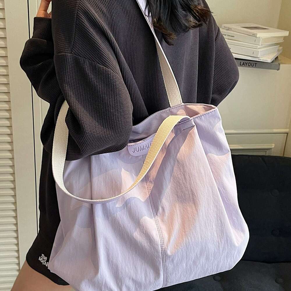 Canvas Bag Large Capacity Shopping Bag Casual Large Capacity Women Summer Lightweight Shoulder Simple Versatile Canvas Tote Bag Commuter Ba