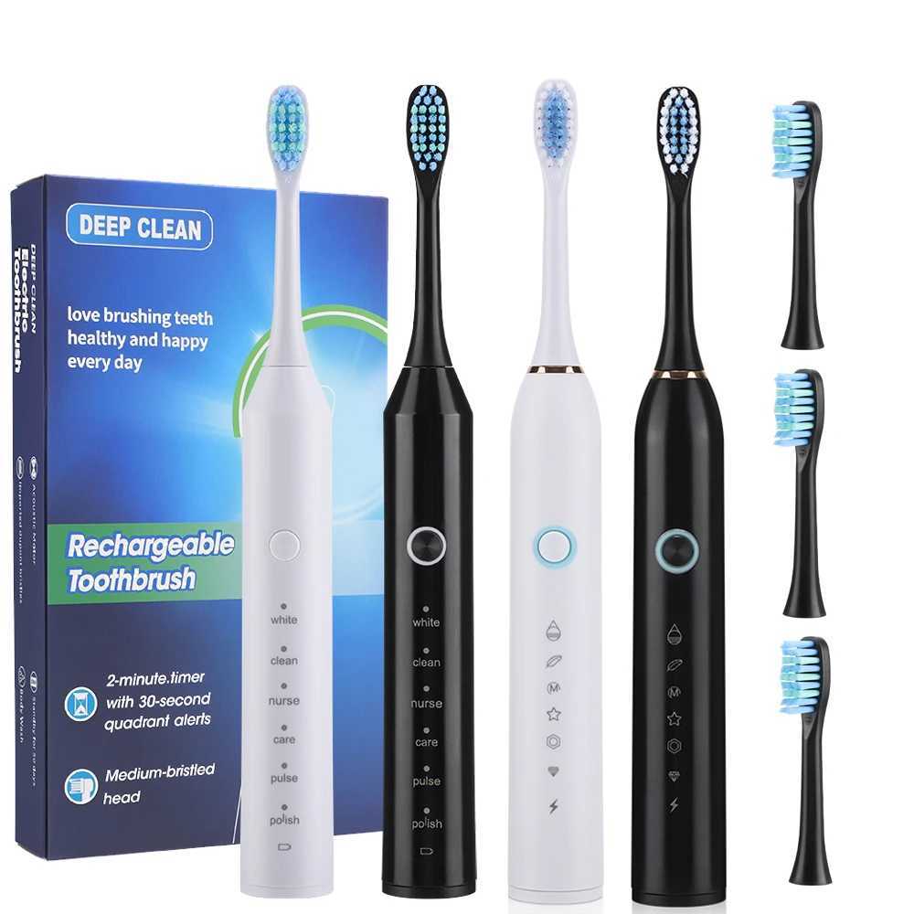 New Sonic Electric Toothbrush For Adults 6 Modes Deep Clean Rechargeable Toothbrush With 4 Brush Heads Teeth Whitening Oral Care C251121