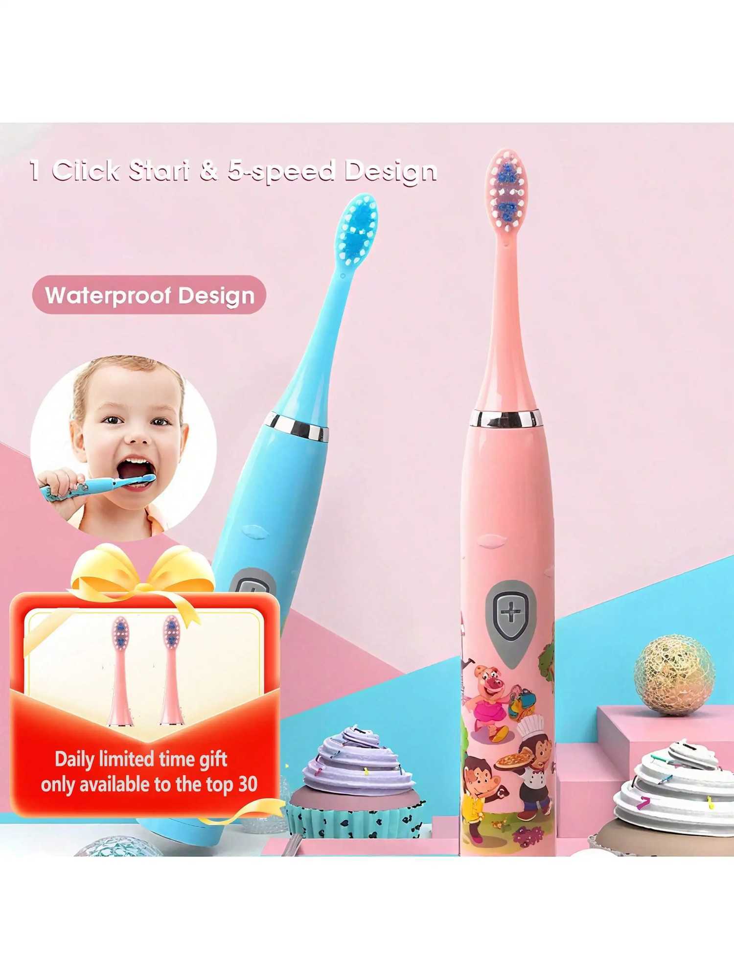2026 Sonic Electric Toothbrush Smart Cartoon Soft Bristles Toothbrush Replace Battery versionBatteries not included C251121