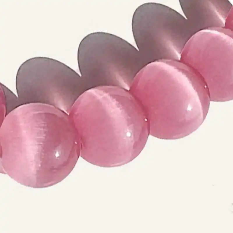 1 natural pink Cateye bead rose quartz heartshaped stone pendant necklace for summer and womens crystal series peach green 250421