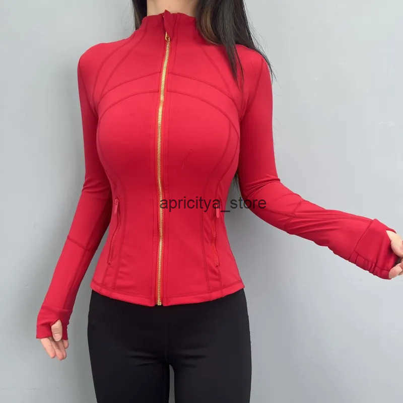 2025 Yoga Gold Zipper DF Jacket 25 Pants Women Cropped Jacket Coat Full Length Jacket Activewear Solid Sportwear leggings Jackets Q250421