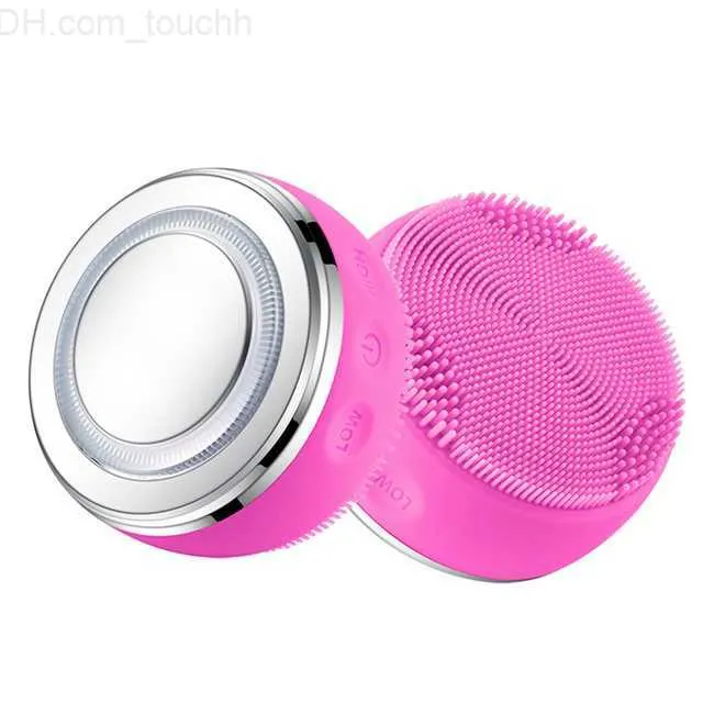 111 2025 Fashion Style Electric Face Scrubbers Upgraded Facial Cleansing Brush LED Photon EMS Vibration Heating Massager Face Scrubber for Exfoliating Deep